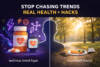 an image comparing hype trends and real health hacks